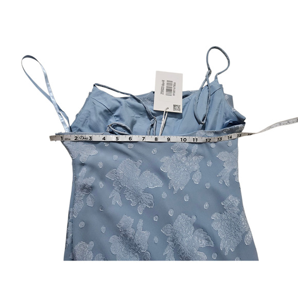 New Saint+Secrets Ruched Draped Cowl Bust Slit Side Cocktail Blue Midi Dress M - Picture 11 of 13